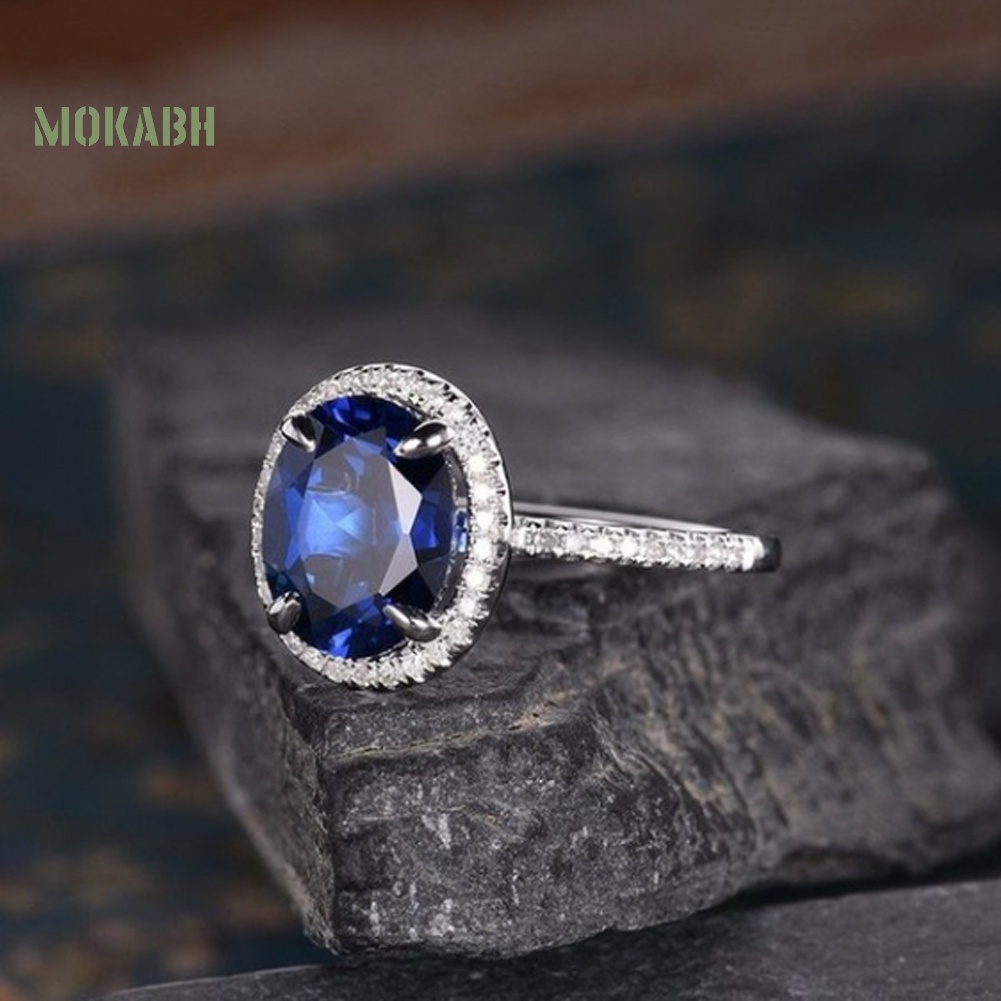 Nhẫn Đính Hôn Đính Đá Zircon Hình Oval Thời Trang Dành Cho Nữ