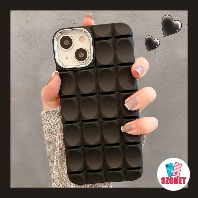 Ốp Điện Thoại Silicon Mềm Chống Sốc Dập Nổi Họa Tiết Ca Rô Đơn Giản Dành Cho iPhone 14 13 12 11 Pro 14 Plus