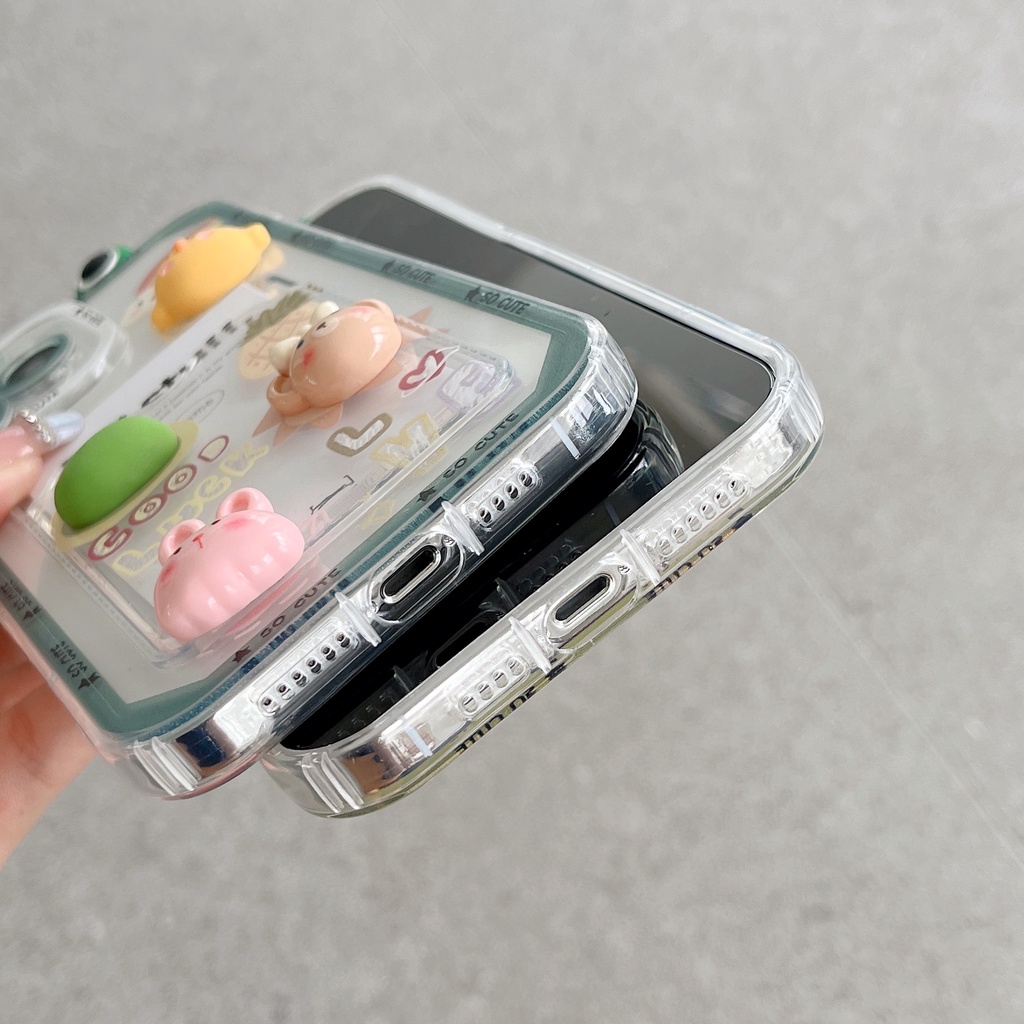 Ốp Điện Thoại TPU Mềm Trong Suốt Hình Động Vật Dễ Thương Có Ngăn Đựng Thẻ Cho iPhone 14 13 12 11 Pro XR XS Max 7 8 Plus