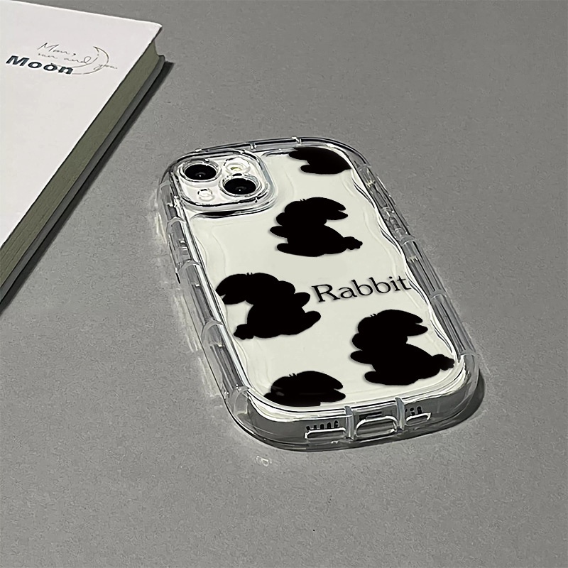 Ốp Điện Thoại TPU Silicone Mềm Trong Suốt Chống Sốc In Hình Thỏ Đen Cho IPhone 14 Pro Max 13 12 11 XS X XR 8 + 7 Plus