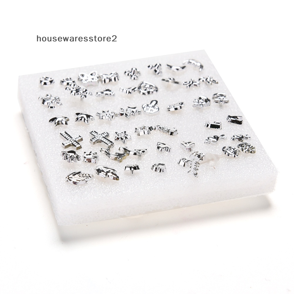 Set 2 / 24 Đôi Khuyên Tai Nhựa Mạ Bạc Thời Trang