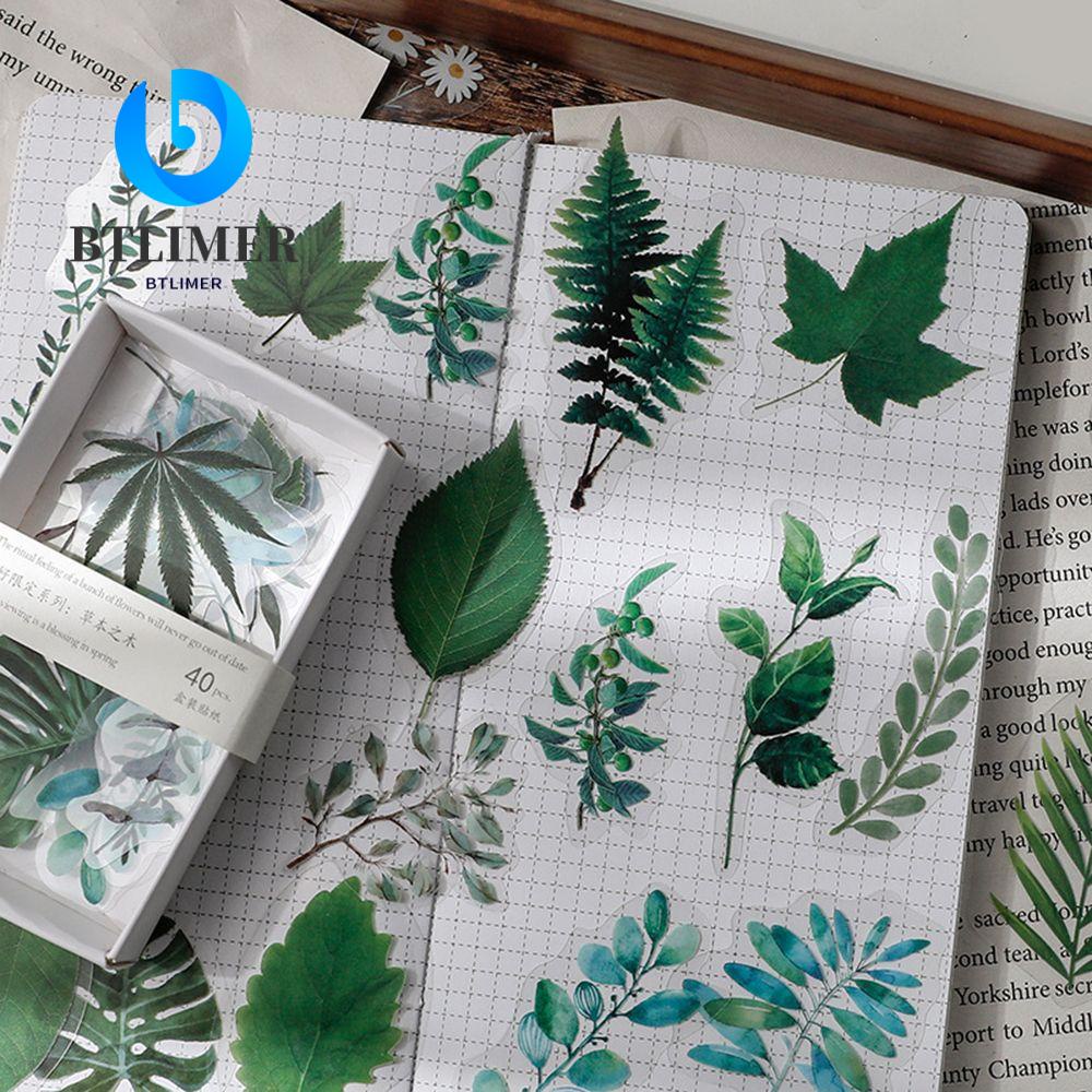 Hộp 40 Miếng Dán Trang Trí Sổ Tay Hình Hoa Lá Phong Cách Vintage