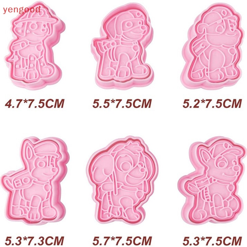 Bộ 6 Khuôn Cắt Bánh Quy Bằng Nhựa Hình Chú Chó 3D DIY Dành Cho Trẻ Em