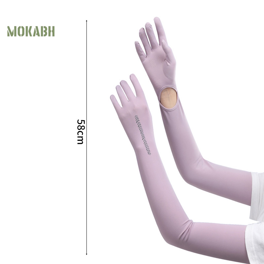 2 Găng Tay Dài 58cm Bằng Lụa Lạnh Thoáng Khí Chống Nắng Chống Trượt Có Thể Điều Chỉnh Kích Thước