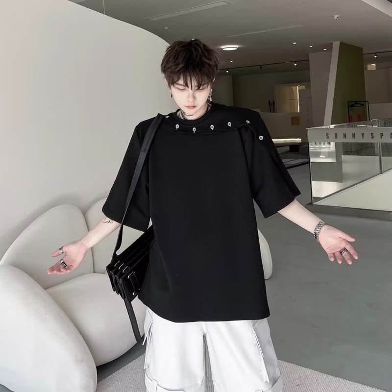 Áo Thun Tay Ngắn Phối Nút Thời Trang Mùa Hè Cao Cấp Cho Nam