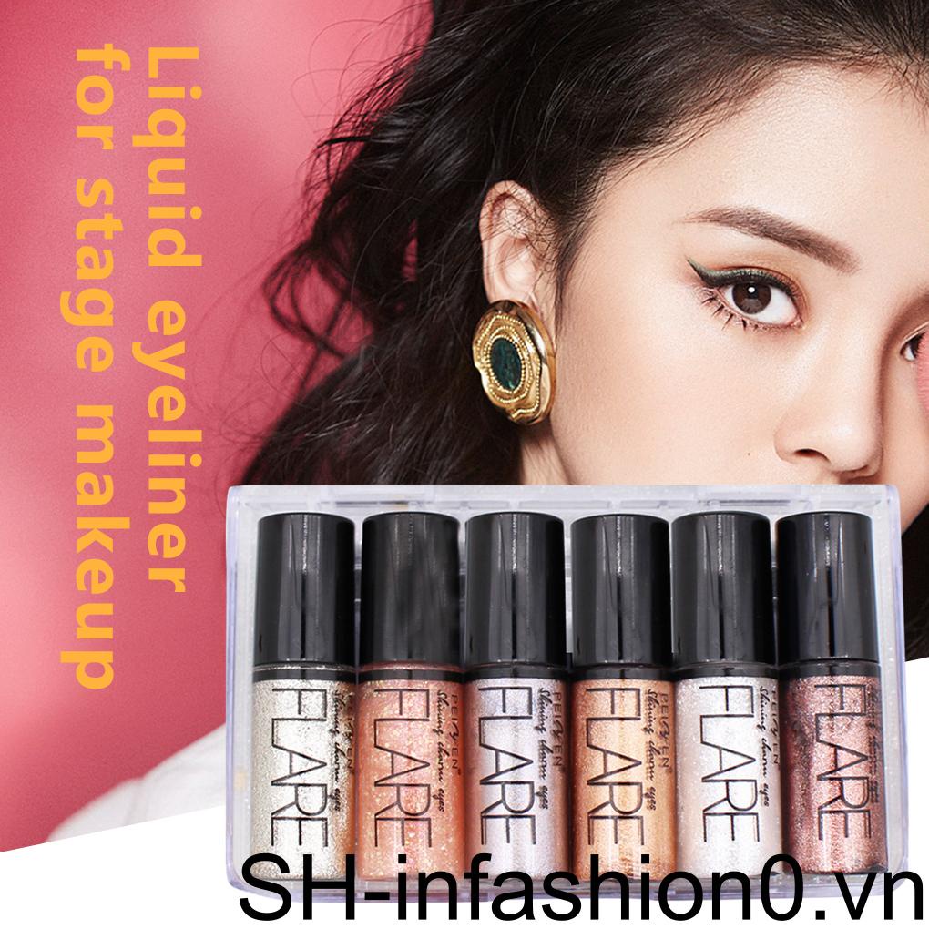 Set 6 Phấn Mắt Dạng Lỏng 2 Màu Kim Tuyến Lấp Lánh