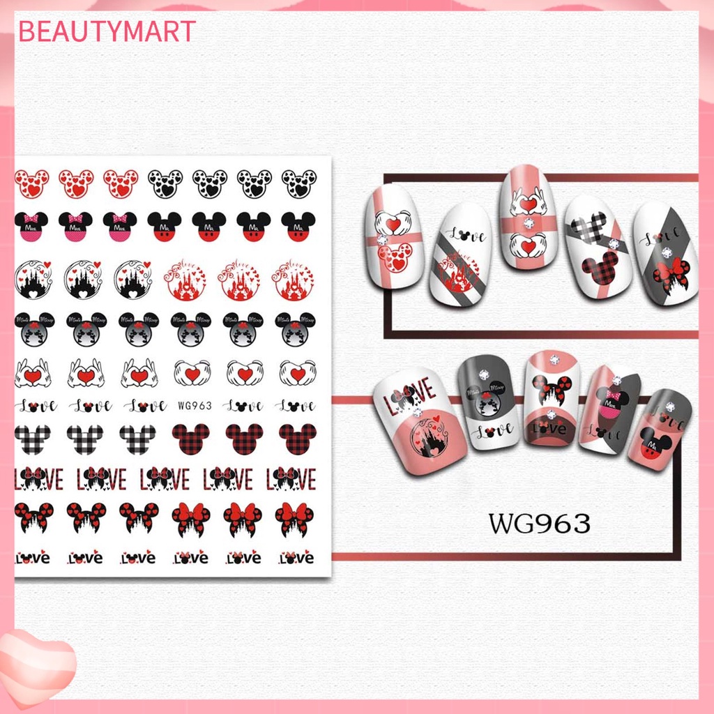 [beautymart] Miếng Dán Móng Tay Tự Dính Họa Tiết Chuột Hoạt Hình Dễ Dàng Làm Mờ Cứng Dùng Một Lần Chủ Đề Ngày Lễ Tình