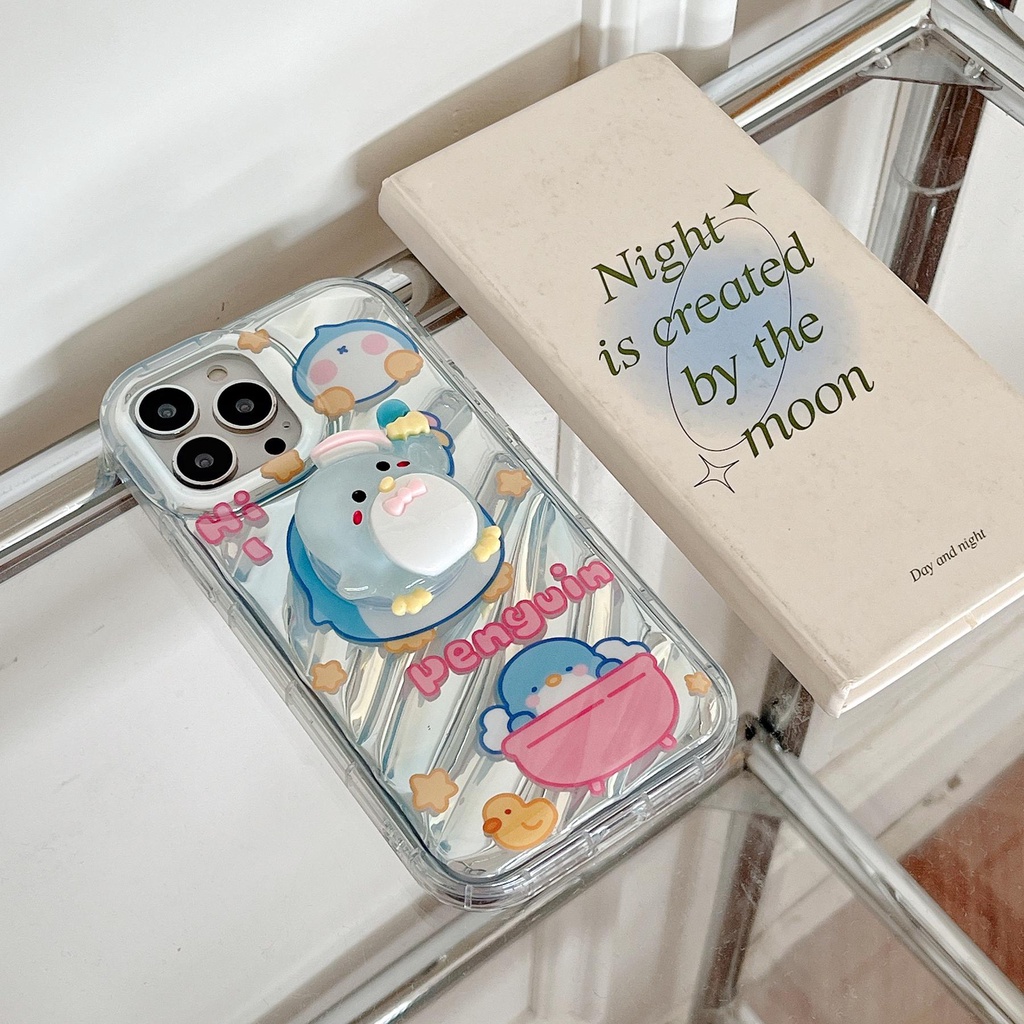 Ốp Điện Thoại TPU Mềm Trong Suốt Chống Rơi Hình Chim Cánh Cụt Hoạt Họa Cho iPhone 11 13 12 14 Pro Max