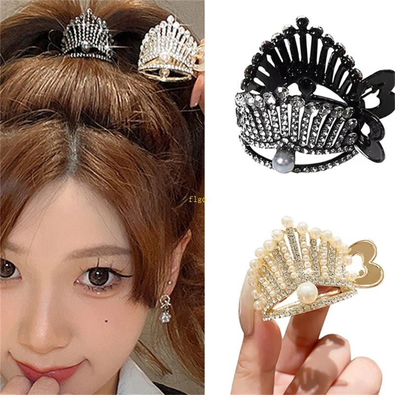 Kẹp Tóc Dài Hình Vương Miện Lấp Lánh Thời Trang Cho Cô Dâu