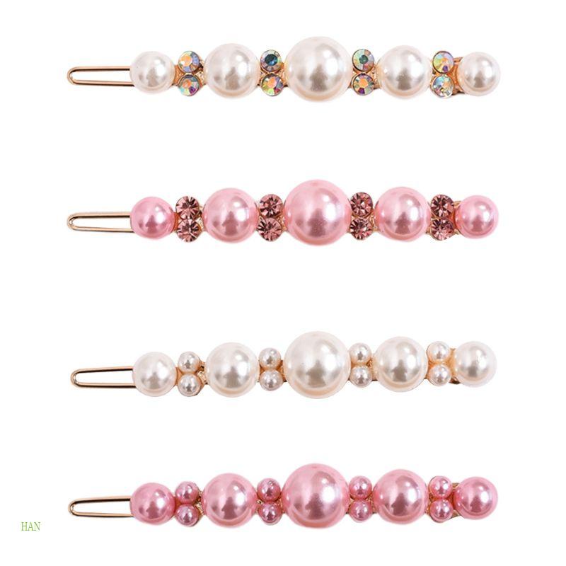 Kẹp Tóc Đính Ngọc Trai Giả Màu Trắng Hồng Ngọt Ngào Thời Trang Cho Nữ