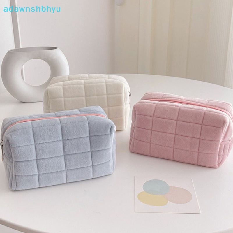 1 Túi Đựng Mỹ Phẩm adawnshbhyu Cỡ Lớn Bằng Lông Màu Trơn Có Khóa Kéo Tiện Dụng Mang Theo Du Lịch Cho Nữ