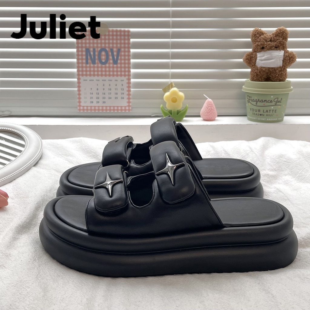 Juliet dép sandal nữ Dép Lê Thời Trang Sao Chéo Mùa Hè Mặc 2023 Mới Nền Dày B28G0IR