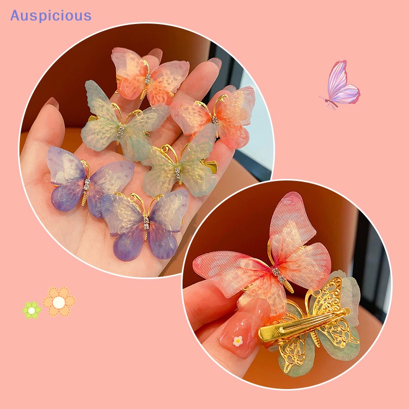 Set 6 Kẹp Tóc Hình Bướm Nhiều Màu Sắc Dễ Thương Cho Bé Gái