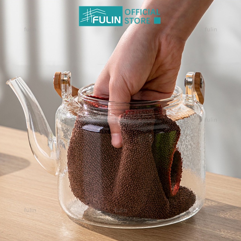 Ấm Trà Bằng Thủy Tinh Tay Cầm Tre Dung Tích 1100ml