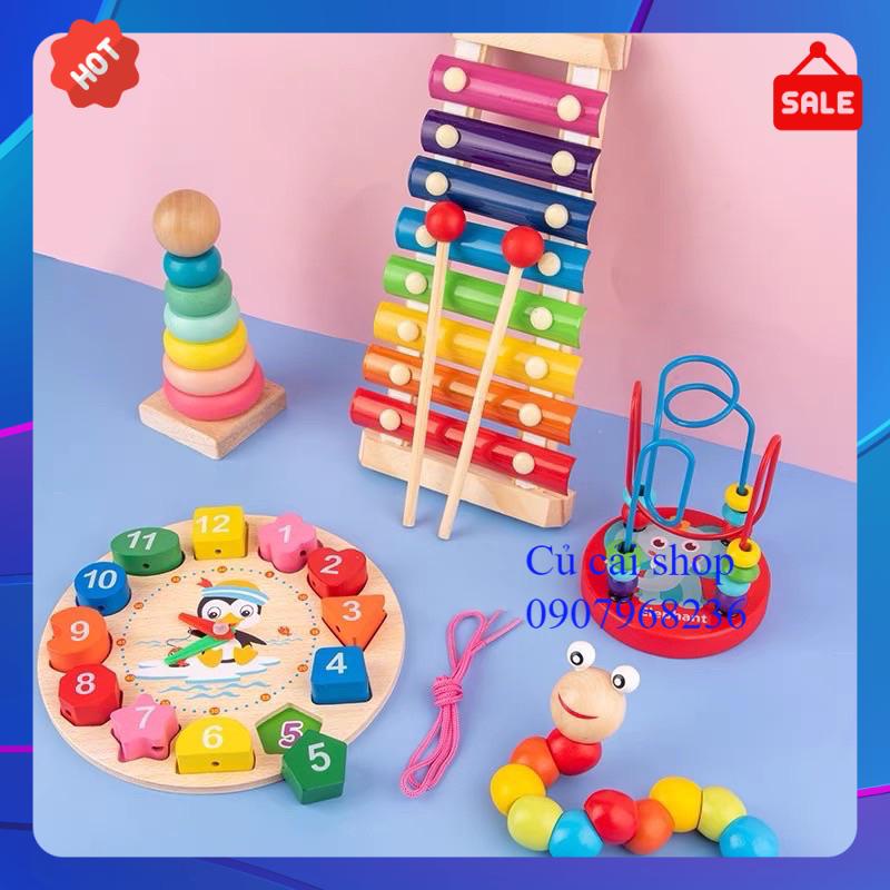 COMBO 6 MÓN - Đồ Chơi Gỗ Phát Triển Trí Tuệ Cho Bé.