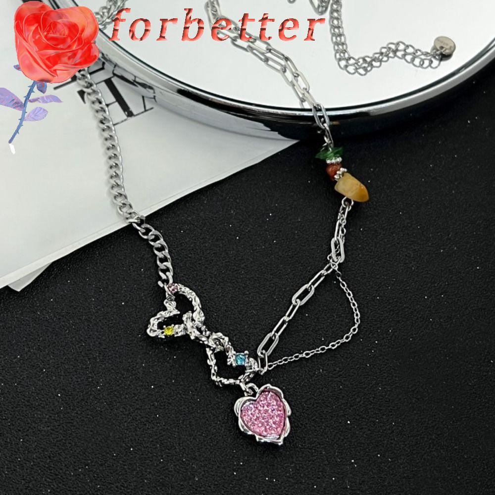 Vòng cổ Y2K Nhiều Màu Sắc Thời Trang Dành Cho Nữ|Vòng cổ Mặt Trái Tim Màu Hồng Lấp Lánh