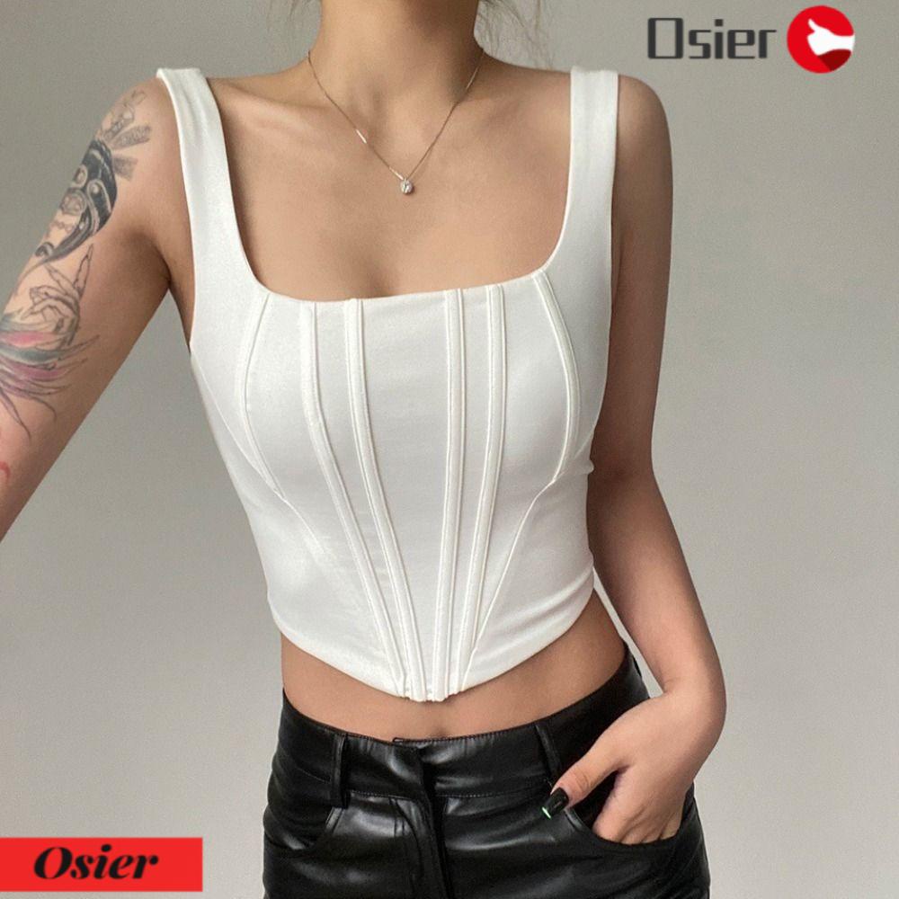 Áo Croptop Sát Nách Cổ Vuông Hở Lưng Quyến Rũ Thời Trang 2023 OSIER1