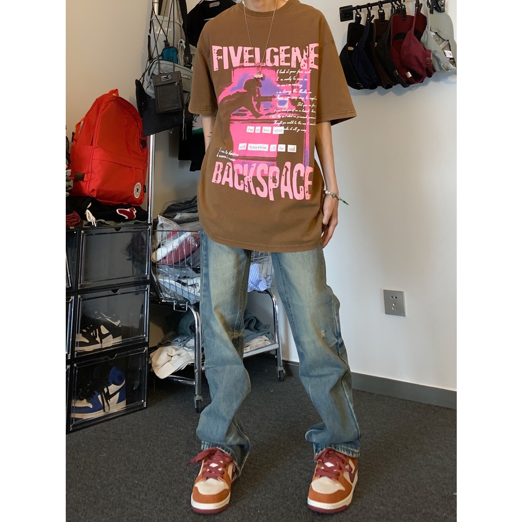 Áo Thun Cotton Tay Ngắn Dáng Rộng In Chữ GTGA Thời Trang Đường Phố Mỹ Mùa Hè Cho Nam Và Nữ