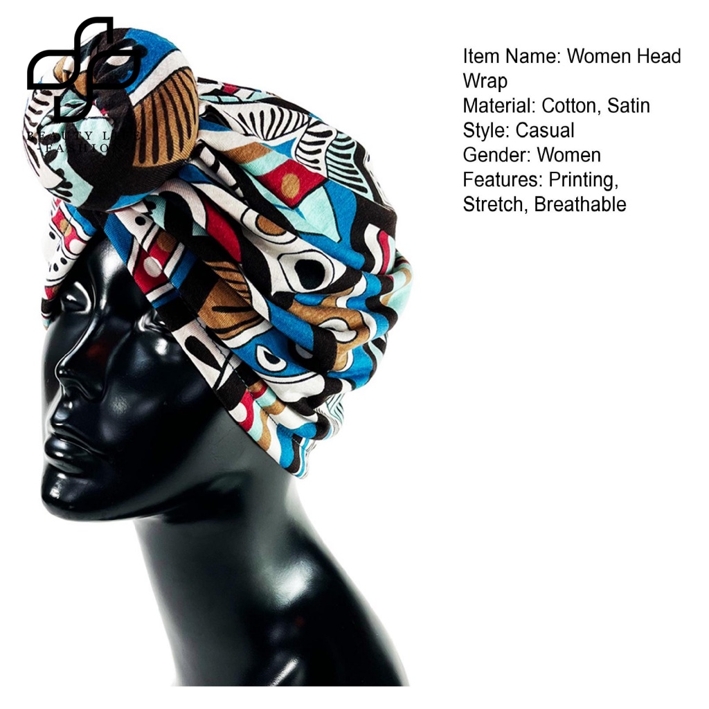 Mũ Trùm Đầu Co Giãn Thắt Nút In Họa Tiết Màu Sắc Tương Phản Có Thể Giặt Rửa Cho Nữ