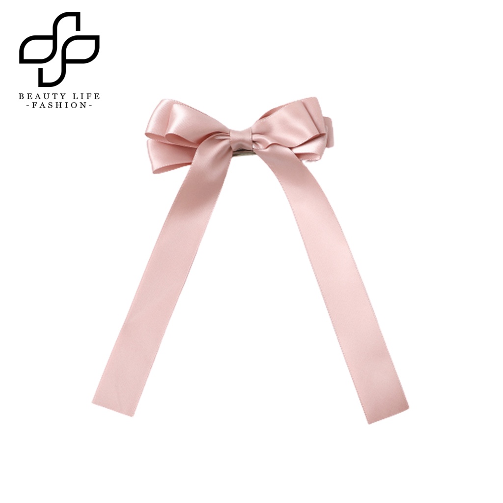 Kẹp Tóc Nơ Màu Trơn Thời Trang Cho Nữ