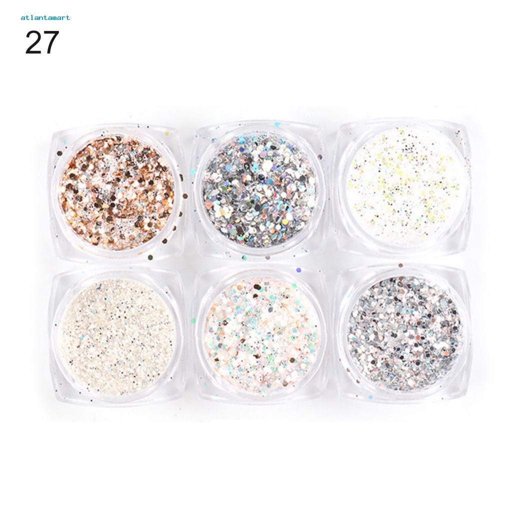 Túi Đựng Đồ Dùng Cao Cấp Tiện Dụng| Set 6 Hộp Bột Acrylic Lấp Lánh 1g Tự Trang Trí Móng Tay Cho Nữ