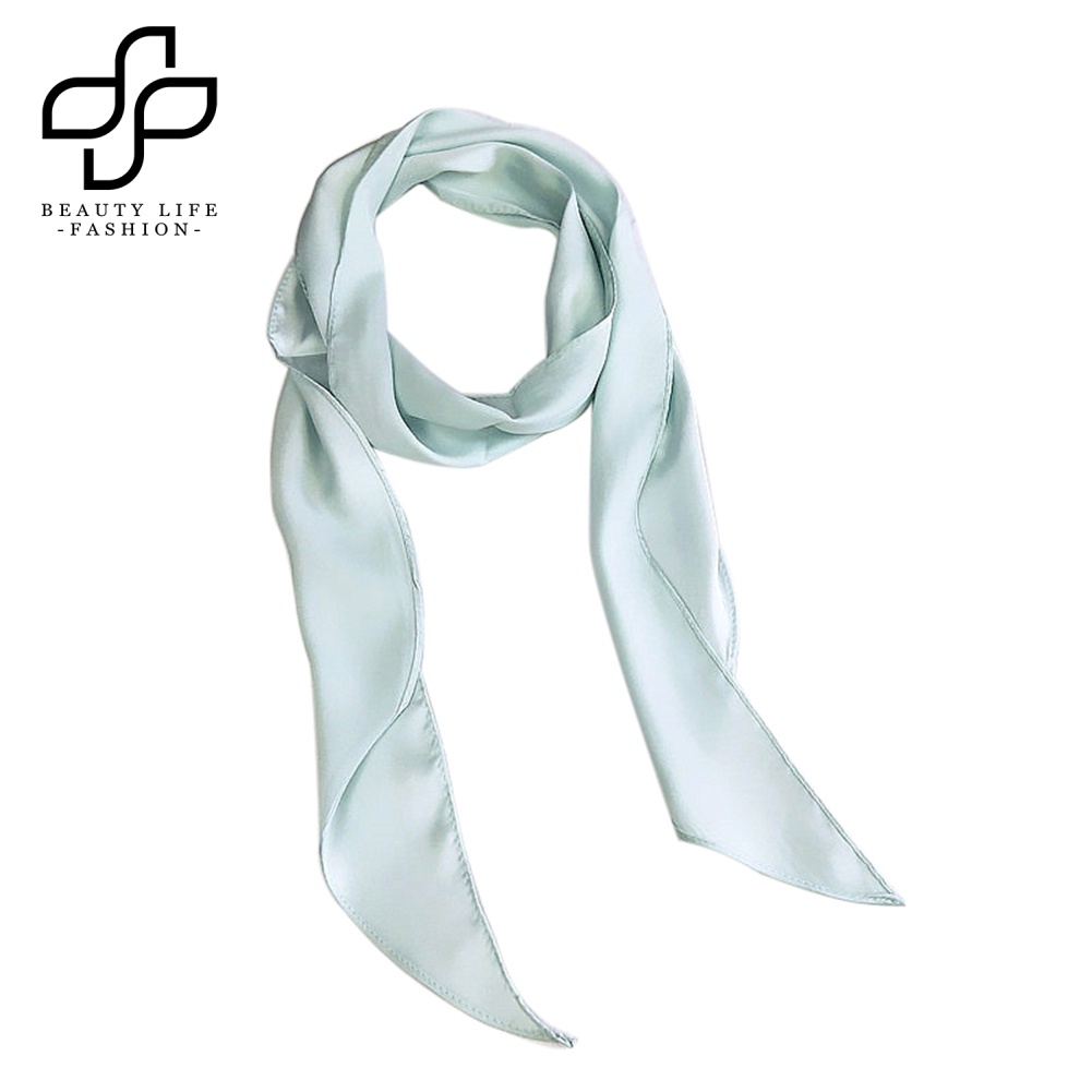 Khăn Quàng Cổ / Cài Đầu Hình Vuông Màu Trơn Bằng Lụa Thời Trang Cho Nữ