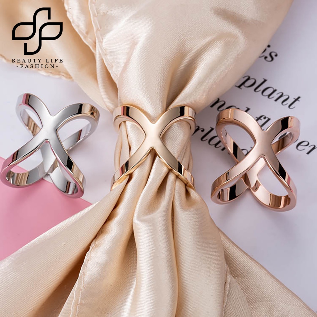 Bộ 3 Móc Treo Khăn Quàng Cổ Hình Chữ X Thiết Kế Đục Lỗ Thanh Lịch Đa Năng Cho Nữ