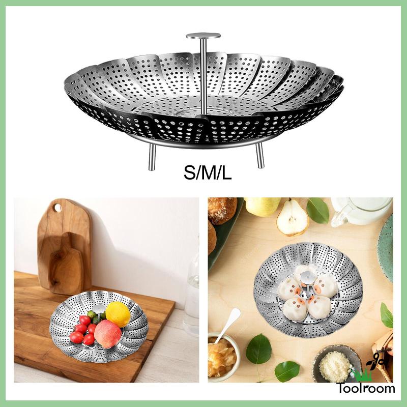 Rổ Hấp Rau Củ Quả Hình Hoa Sen Chống Trầy Xước Có Thể Gấp Gọn Tiện Lợi