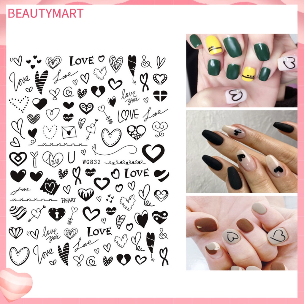 [beautymart] Miếng Dán Móng Tay Tự Dính Hình Trái Tim In Chữ Goodtain Dễ Dàng Tự Dính Không Để Lại Dấu Vết Chủ Đề Ngày Valentines