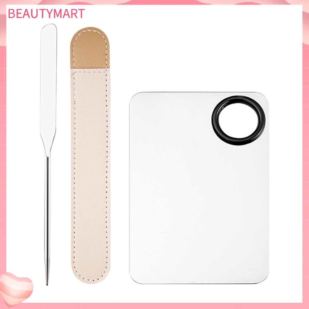 Bộ 3 Cây Trộn Màu Trang Điểm Móng Tay Bằng Thép Không Gỉ Với Tấm Da Giả Hai Đầu Xiên Tròn