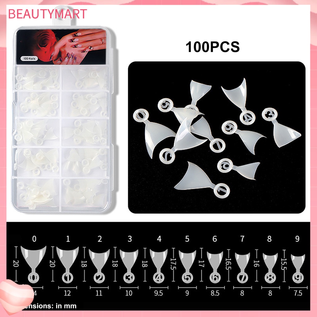 Set 100 Đầu Nối Móng Giả Ngắn Trong Suốt DIY