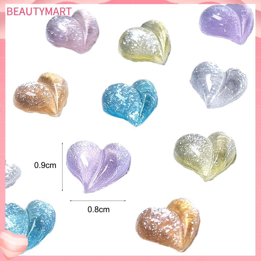 Bộ 50 Phụ Kiện Trang Trí Móng Tay Hình Trái Tim 3D Xinh Xắn