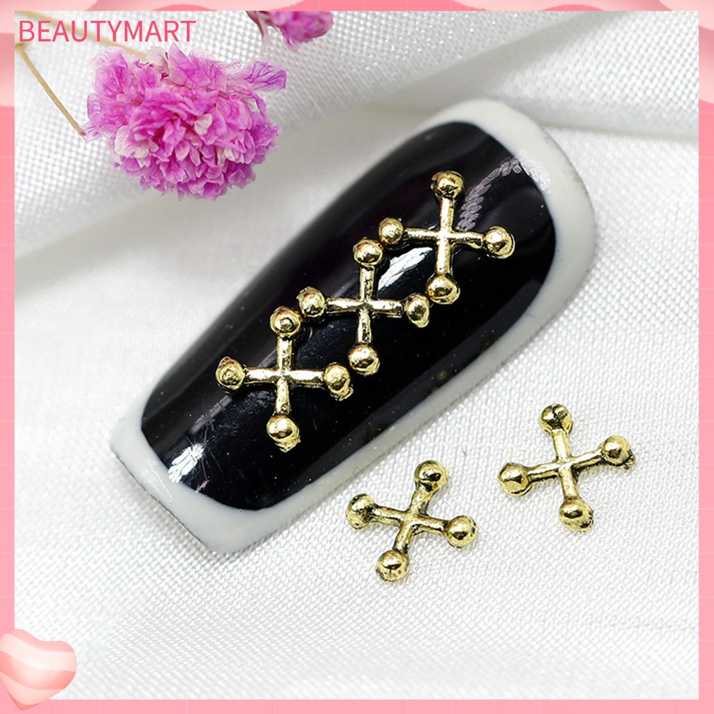 [beautymart] Set 10 Phụ Kiện Trang Trí Móng Tay Nghệ Thuật Hình Chữ Thập Bằng Hợp Kim Kẽm 3D Sống Động Có Thể Tái Sử Dụng Dễ Sử Dụng