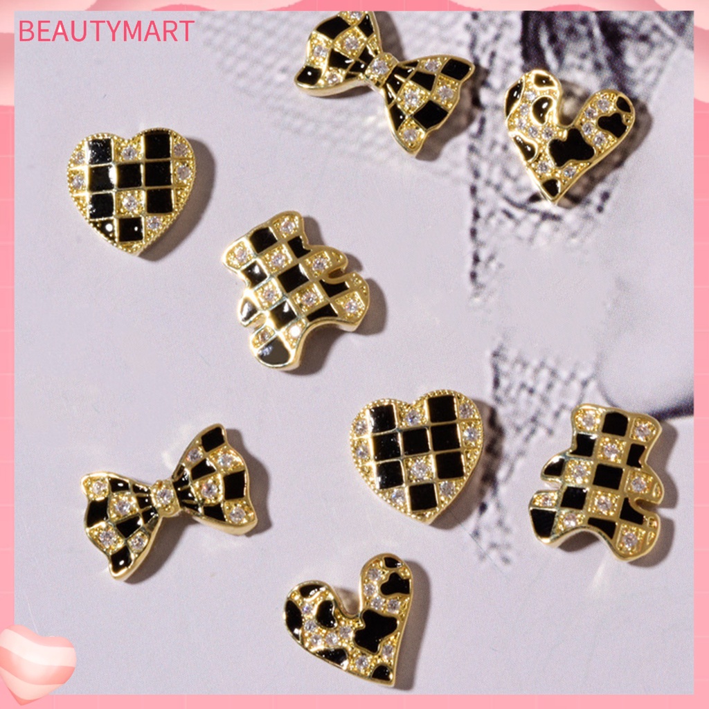 Phụ Kiện Trang Trí Móng Tay Nghệ Thuật Hình Gấu Nơ Trái Tim Dễ Thương Bắt Mắt