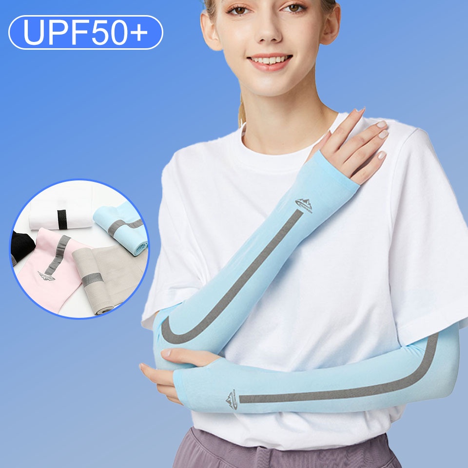 1 Đôi Găng Cánh Tay Chống Nắng Và Tia UV Bằng Lụa Mát Dành Cho Nam Nữ Hoạt Động Thể Thao Ngoài Trời