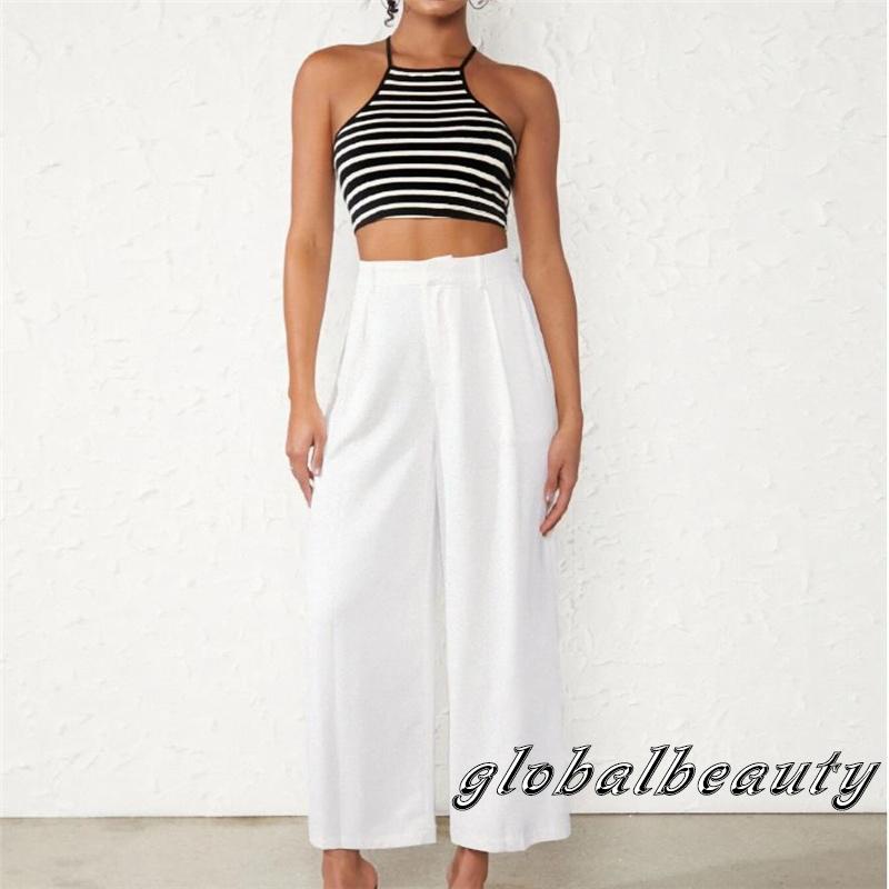 Áo Croptop Không Tay Họa Tiết Kẻ Sọc Thời Trang Mùa Hè Cho Nữ