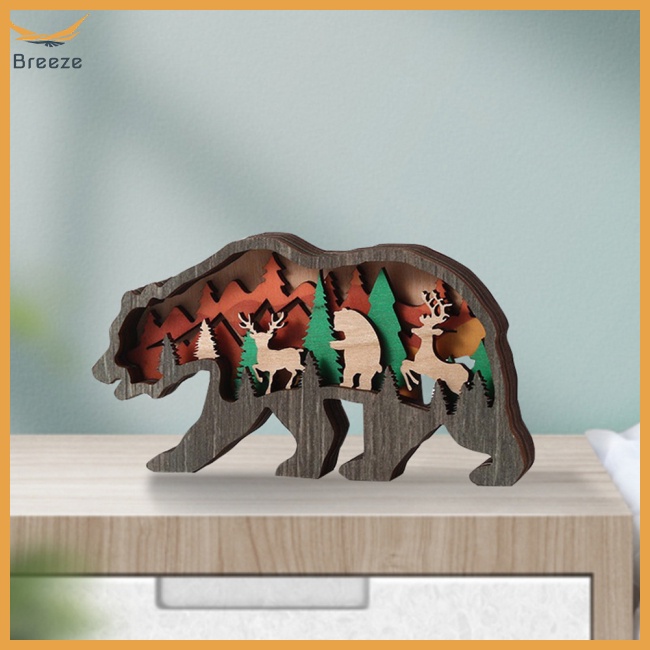 Phụ Kiện Trang Trí Nhà Cửa Hình Động Vật Nhiều Tầng Bằng Gỗ Độc Đáo