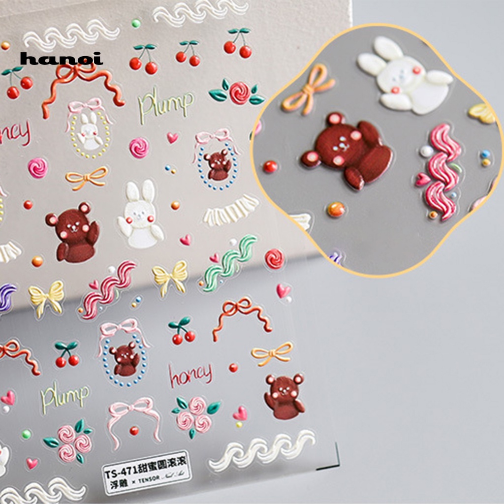 Han_nhẫn Dán Móng Tay Trượt Mẫu Hoạt Hình Mini Tương Phản Cao Cho Nữ