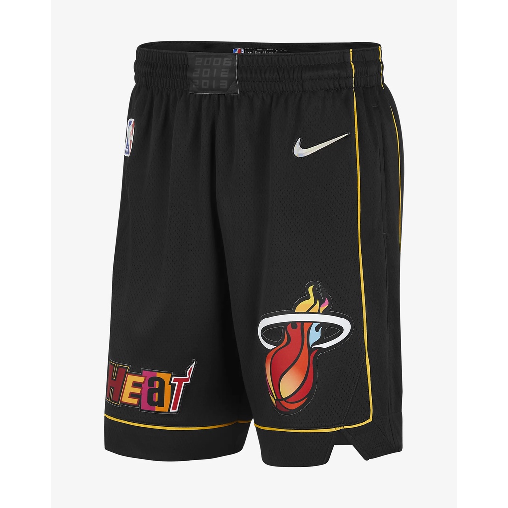 Quần Short Bóng Rổ Màu Đen Dáng Rộng Phong Cách Au Mùa 22 Miami Heat