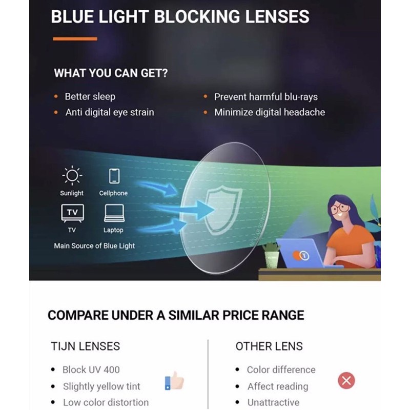 Kính Mát Gọng Vuông Chống Tia Bức Xạ &amp; Ánh Sáng Xanh Cho Nam &amp; Nữ