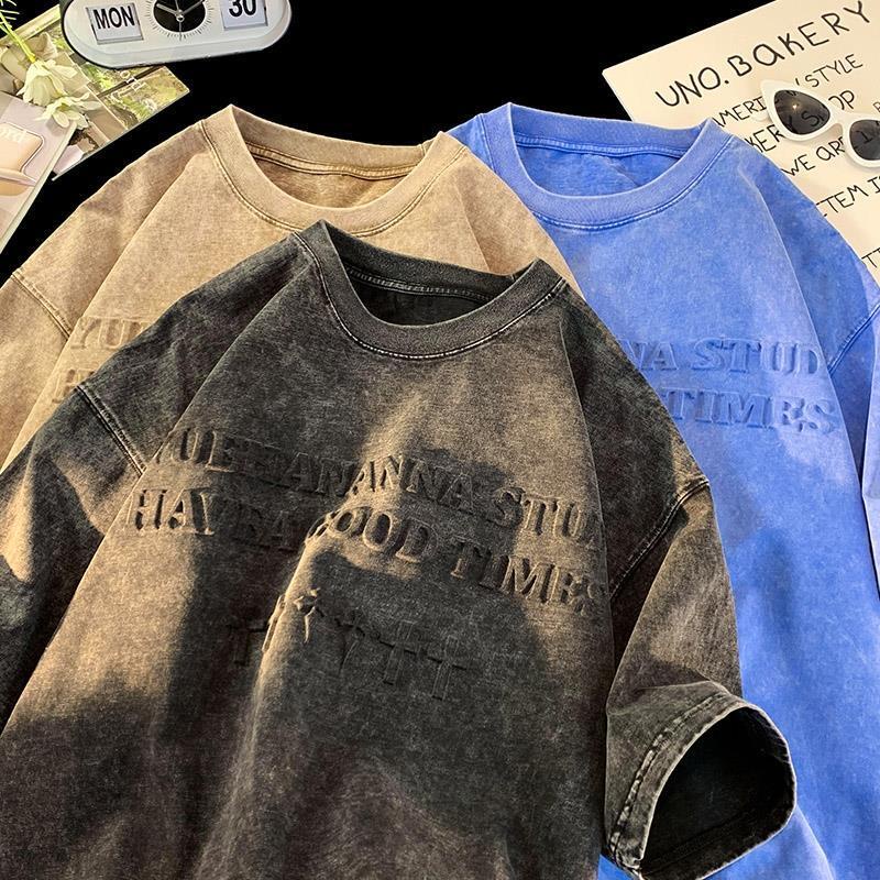 Áo thun nam đẹp，áo nam，thời trang nam，đồ bộ nam，áo phông nam，Áo Thun Tay Ngắn Phong Cách Âu Mỹ Trọng Lượng Nặng 320g Dành Cho Nam，áo phông xanh，bigsize t shirt，đen，trắng，xám，kaki，xanh lam，