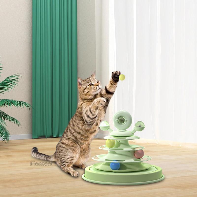 [Fenteer1] Đồ Chơi Xếp Hình Đường Ray Vòng Tròn 3 Lớp Vui Nhộn Cho Mèo Cưng