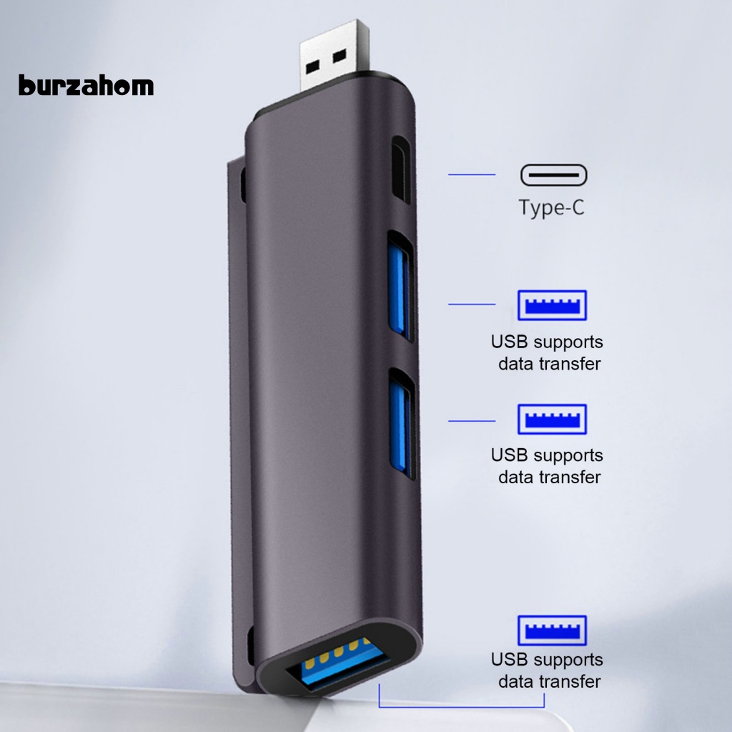 Đế Sạc 4 Trong 1 3 Cổng USB 1 Type-C OTG Tốc Độ Cao Bằng Hợp Kim Nhôm Cho Máy Tính