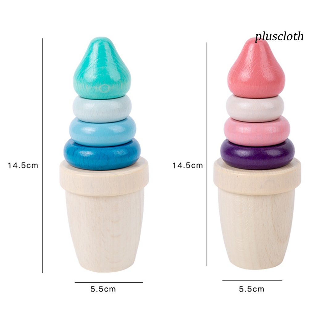 Đồ Chơi Khối Xếp Chồng Lên Nhau Hình Que Kem Bằng Gỗ Dễ Thương Cho Bé