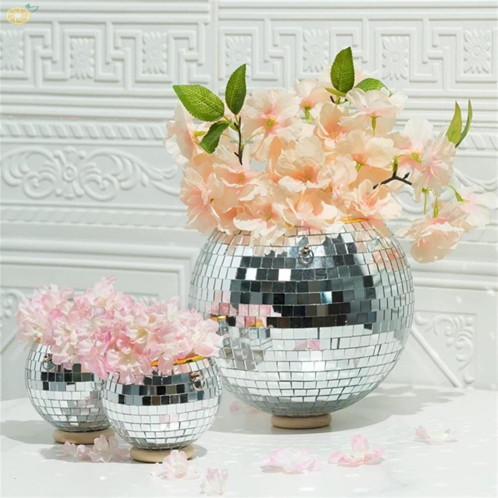 【VARSTR】Flower Pots Silver Wall Hanging Basket Disco Ball Home Decoration Plastic