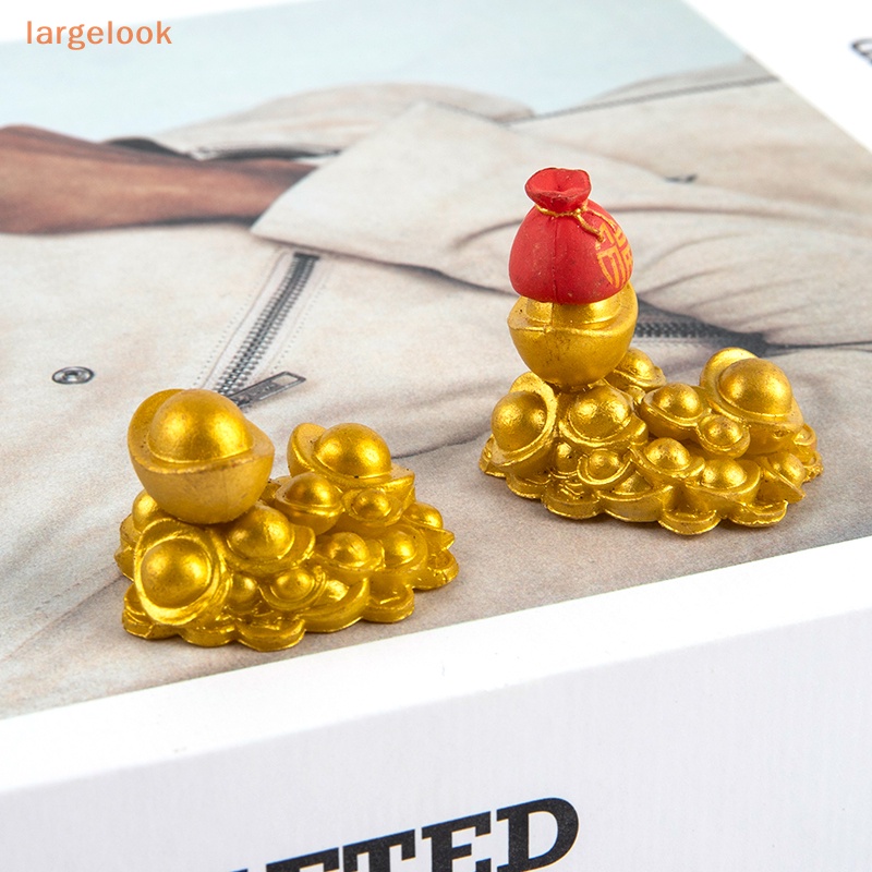Đồ trang trí Nhà Búp Bê Yuanbao Fengshui Mini Màu Vàng Kim nghi ngờ Dùng Để Trang Trí