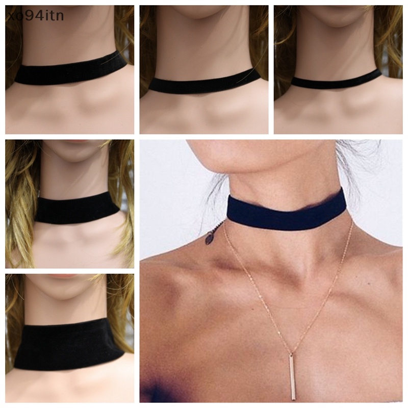 Vòng Cổ Choker Nhung Đen Phong Cách Gothic Cổ Điển