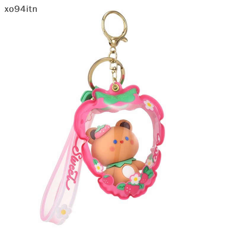 Móc Khóa Bơm Hơi Hình Thỏ Trắng / Dâu Hoạt Hình Dễ Thương Cho Cặp Đôi