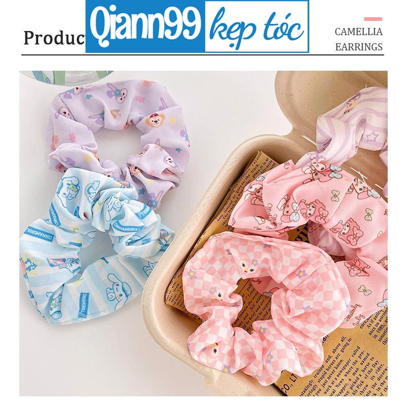 ❤️Dây Buộc Tóc Cao Su Bọc Vải Lông Hình Búp Bê Sanrio Kuromi Dễ Thương Thời Trang Thu Đông
