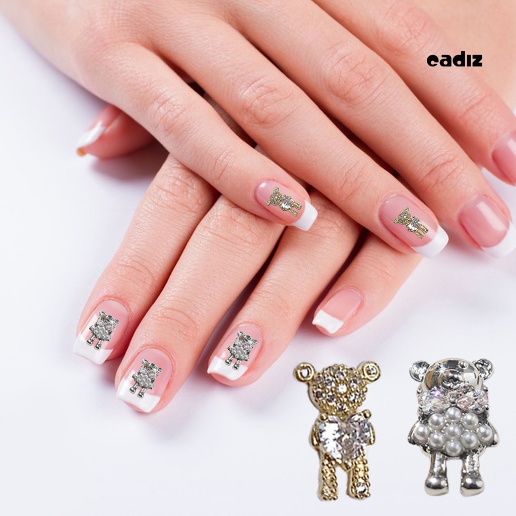 Bộ 5 Miếng Dán Trang Trí Móng Tay Tạo Hiệu Ứng 3D Hình Gấu Thỏ Hoạt Hình DIY